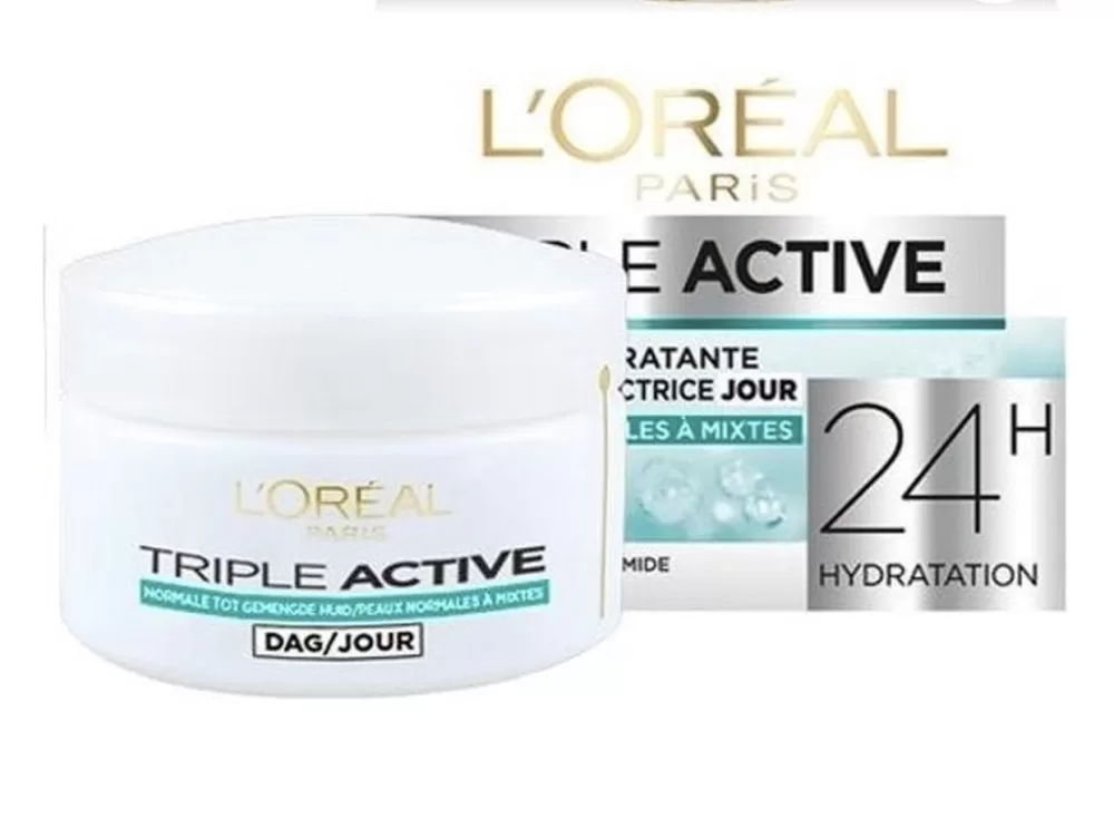 L’Oréal Paris Triple Active Dagcrème 50 ml – Hydrateert 24u, Bescherming voor Normale tot Gemengde Huid, Stralende Teint