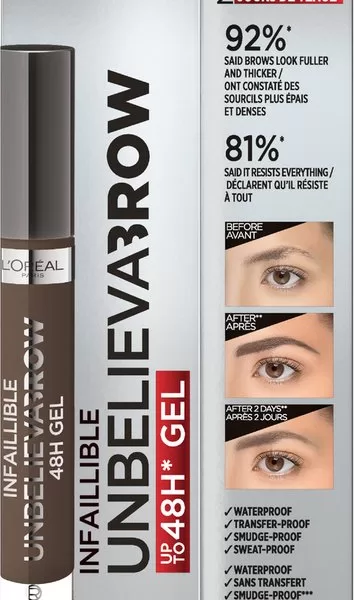 L’Oréal Paris Unbelieva'Brow Wenkbrauwgel 3.0 Brunette – Waterproof, Langhoudend, 3.4ml – Perfecte Wenkbrauwen in 90 Seconden