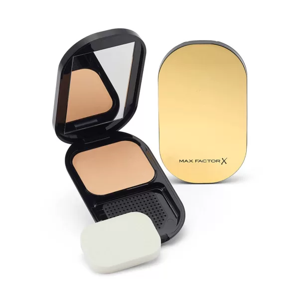 Max Factor Facefinity Compact Foundation 002 Ivory - Poeder Foundation met Satijne Finish, Hydraterend, Ideaal voor On-the-Go, Spiegeltje & Sponsje