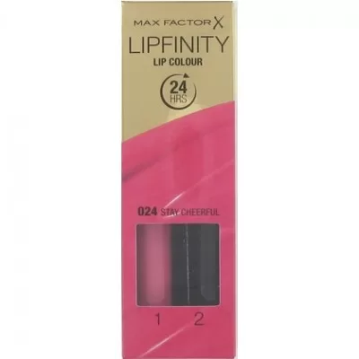 Max Factor Lipfinity 24H Lippenstift 024 Stay Cheerful – Langdurige, hydrierende Lippenfarbe mit neuer Applikator für bis zu 24 Stunden Halt