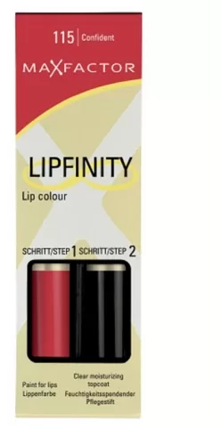 Max Factor Lipfinity 24H Lippenstift 115 Confident – Ultra langanhaltende, glänzende Farbe, 12 Stunden Halt, feuchtigkeitsspendend, für den ganzen Tag!