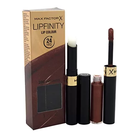 Max Factor Lipfinity 24H Lippenstift 200 Caffeinated - Ultra langanhaltend, glänzende Finish, 12 Stunden Farbkraft, wasserdicht, pflegende Topcoat