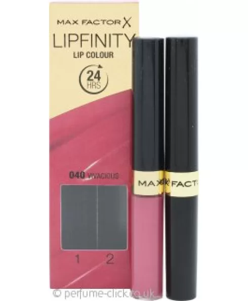 Max Factor Lipstick Lipfinity 040 Vivacious - 24 uur long-lasting, hydraterende balsem, rijke kleur, comfortabele vloeibare lippenstift