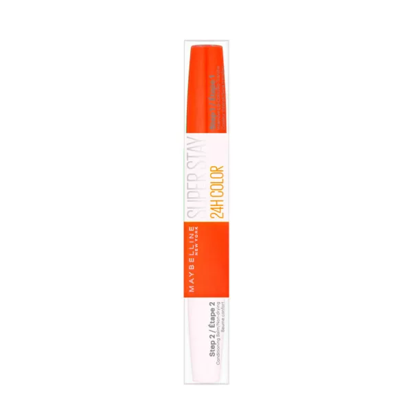 Maybelline Superstay 24H Lippenstift - 483 Nonstop Orange, langhoudend, hydraterend, micro-flex formule, intense kleur, 2-in-1 lippenbalsem.