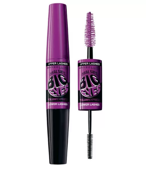 Maybelline Volum' Express Big Eyes Waterproof Mascara - Zwart, 2 borstels voor volume & precisie, vergroot je ogen, langhoudend.