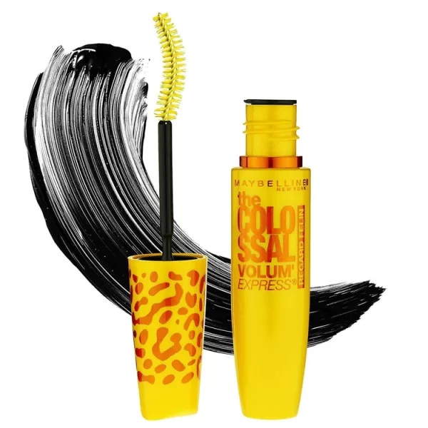 Maybelline Volum' Express The Colossal Cat Eyes Mascara - Wild Black, Washable, Collagen Formula, Claw Brush for Volume & Length, Ophthalmologist Tested