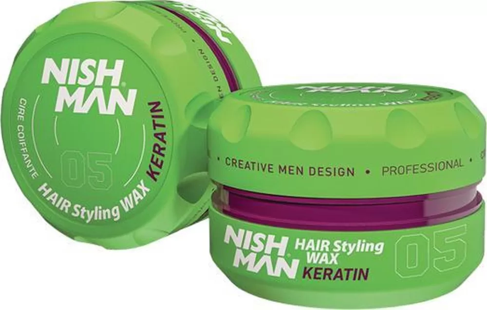 Nish Man Hair Wax 05 Keratin - Flexibele Hold, Glans & Haarverzorging zonder Residu - Krachtige Formule voor Perfecte Styling