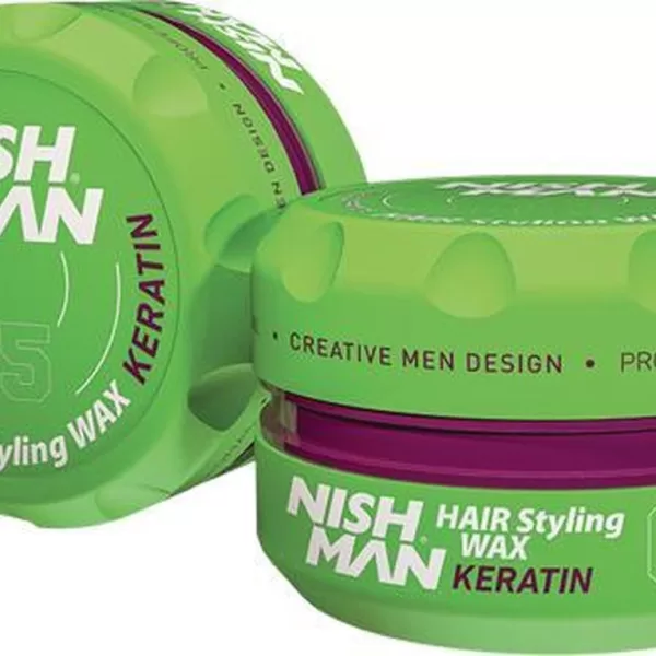 Nish Man Hair Wax 05 Keratin - Flexibele Hold, Glans & Haarverzorging zonder Residu - Krachtige Formule voor Perfecte Styling