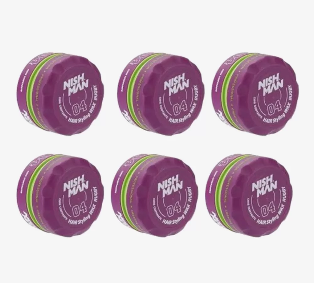 Nishman 04 Ruby Hair Styling Wax – 6 Stück, starker Halt, glänzendes Finish, ideal für kreatives Hairstyling, für Männer und Frauen