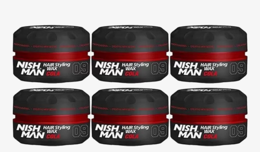 Nishman 09 Haar Styling Wax Cola - Set von 6 Stück für starken Halt & glänzenden Look - Perfekt für alle Haartypen!