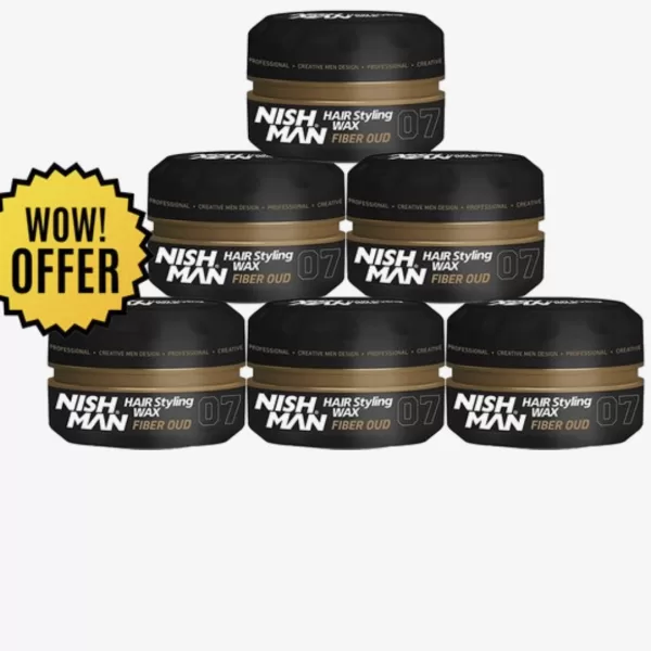 Nishman Hair Styling Wax Gold One 07 - 6x150ml, langanhaltender Halt, glänzendes Finish, leicht auskämmbar, für alle Haartypen