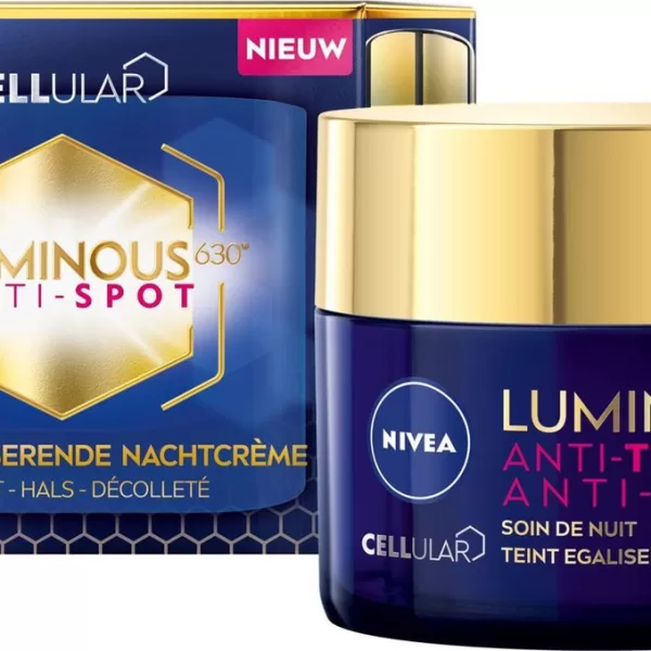 NIVEA Cellular LUMINOUS630 ANTI-SPOT Nachtcrème - Egaliserend, 50 ml - Verlicht pigmentvlekken, revitaliseert huid, zichtbaar resultaat na 4 weken.