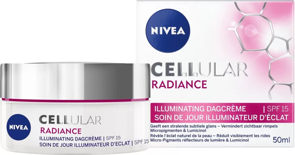 NIVEA CELLular Radiance Dagcrème SPF 15 - 50 ml, Anti-rimpel, Hydraterend, Jeugdige Glans, Met Lumicinol & Magnolia Extract, Voor Egale Teint