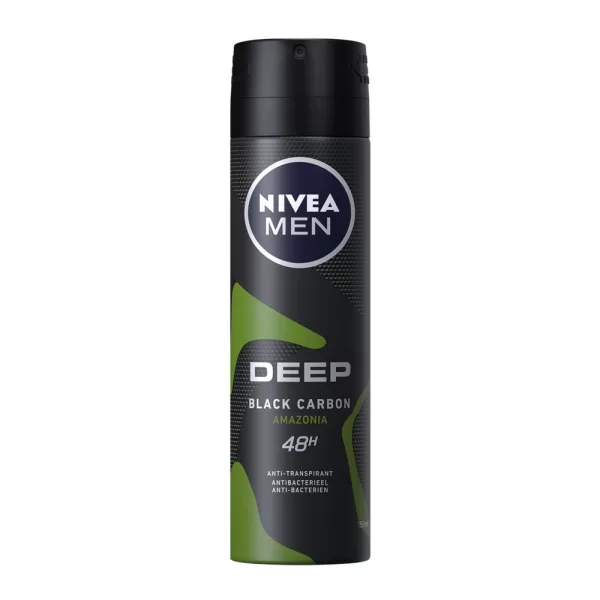 Nivea Men Deep Amazonia Anti-Transpirant Spray 150 ml - 6 Stuks, 48u Bescherming, Verfrissende Geur, Geen Residue, Dermatologisch Getest