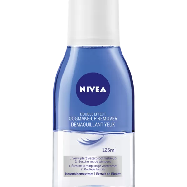 NIVEA Double Effect Oogmake-up Remover - Waterproof Make-up Verwijderaar met Korenbloemextract, Verzorgt en Beschermt Wimpers