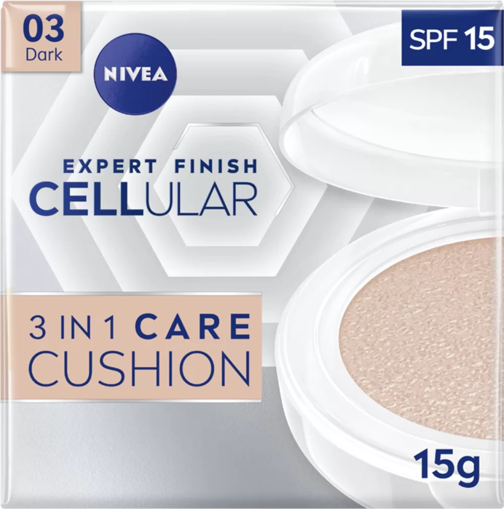 NIVEA Hyaluron Cellular Filler 3in1 Care Cushion Medium Dark SPF15 – 24h Hydratatie, Jeugdige Glans, Inclusief Cushionpad & Spiegel