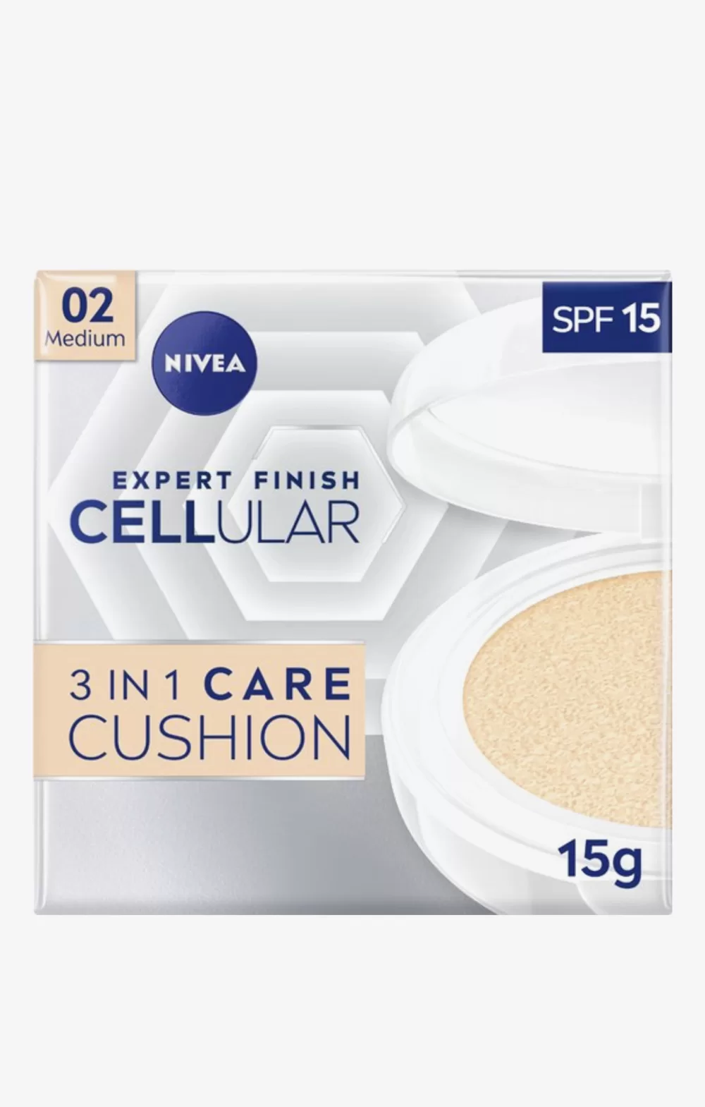 NIVEA Hyaluron Cellular Filler 3in1 Care Cushion Medium Nr. 02 SPF15 – 24h Feuchtigkeit, Collagenbooster, natürliche Teint, inkl. Cushionpad