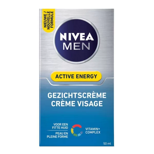 NIVEA MEN Active Energy Face Cream - Hydraterende Gezichtscrème voor Mannen voor een Fitte en Energieke Huid - 50 ml