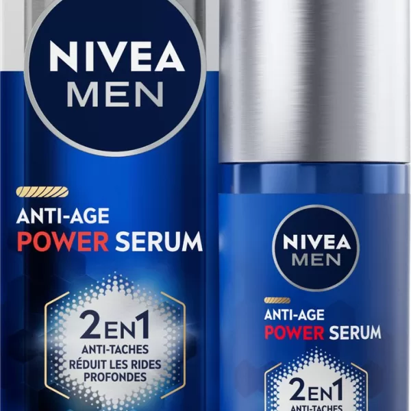 NIVEA MEN Anti-Age 2in1 Power Serum 30ml - Hyaluron & LUMINOUS630, vermindert ouderdomsvlekken, voor een jongere huid in 2 weken