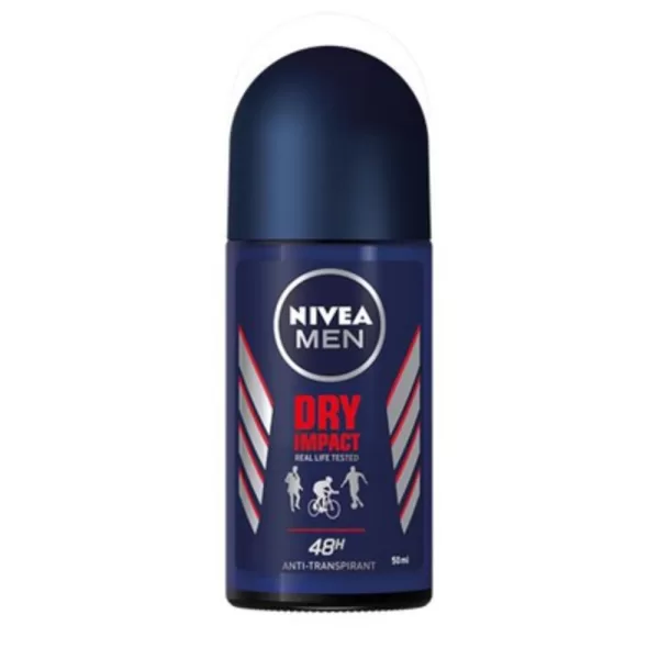 Nivea Men Deo Roll-on Dry Impact Plus - 6 stuks, 48 uur bescherming, zonder alcohol, dermatologisch getest, mannelijke geur