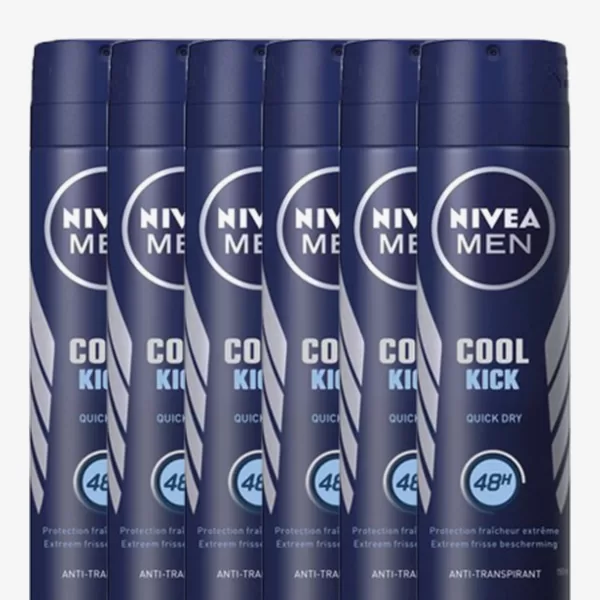 Nivea Men Deodorant Spray Cool Kick 6x150ml - 48h Anti-Transpirant, Alcoholvrij, Dermatologisch Getest, Frisse Bescherming voor Actieve Mannen