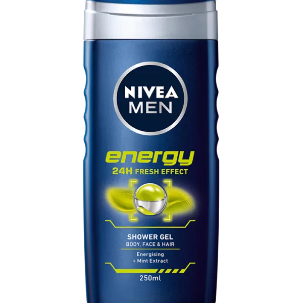 NIVEA MEN Energy Duschgel 250ml – Feuchtigkeitsspendend mit Munt-Extrakt für langanhaltende Frische und Pflege für Männerhaut