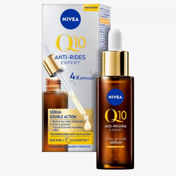 NIVEA Q10 Dual Action Serum 30ml – Anti-Rimpel Gezichtsserum met Glycatie Technologie, Vermindert Rimpels & Voorkomt Nieuwe, Klinisch Bewezen.