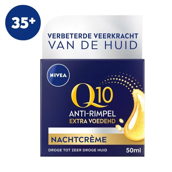 NIVEA Q10 POWER 35+ Nachtcrème - Anti-Rimpel, Extra Voedend, Skin Identical Q10 & Arganolie, Verstevigt en Regenerert, 50ml