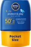 NIVEA SUN Kids Pocket Size Zonnemelk SPF 50+ - 50 ml | Waterbestendig, UVA/UVB Bescherming, Huidvriendelijk, Ideaal voor Op Reis