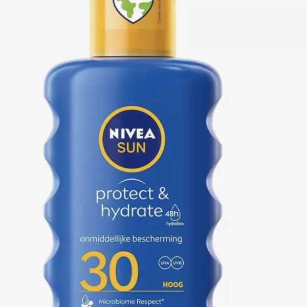 Nivea Sun Protect & Hydrate Zonnebrand Spray SPF 30 - 200ml, Waterresistent, UVA/UVB Bescherming, Hydraterend, Vrij van Octinoxate en Oxybenzone