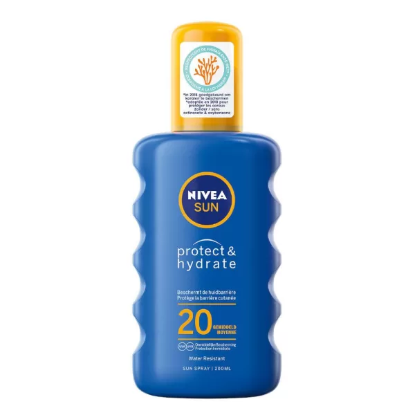 NIVEA SUN Protect & Hydrate Zonnespray SPF 20 - 200 ml | UVA/UVB Bescherming | Waterbestendig & Hydratatie | Dermatologisch Getest