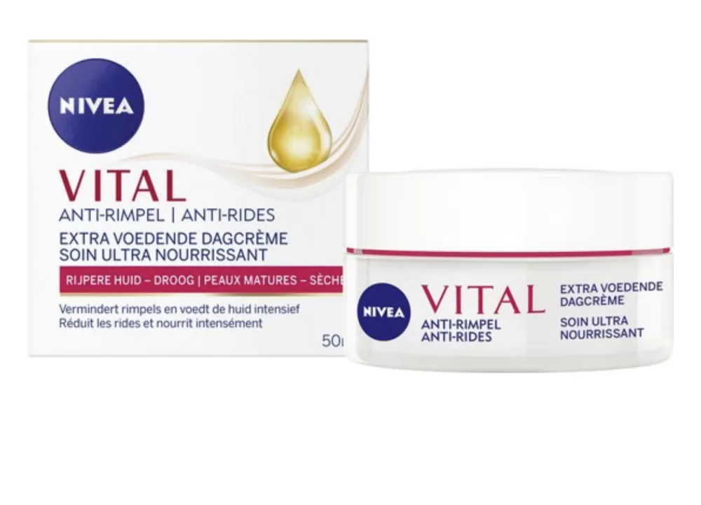 NIVEA Vital Anti-Rimpel Dagcrème SPF 15 - 50 ml - Extra Rijk met Arganolie & Calcium - Voedend, Verstevigend, Anti-Aging