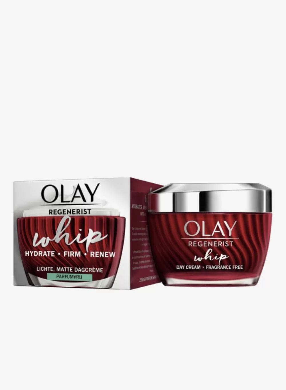 Olay Regenerist Whip Dagcrème Parfumvrij 50 ml - Lichte, hydraterende gezichtscrème met Vitamine B3 & Peptiden voor matte, vernieuwde huid