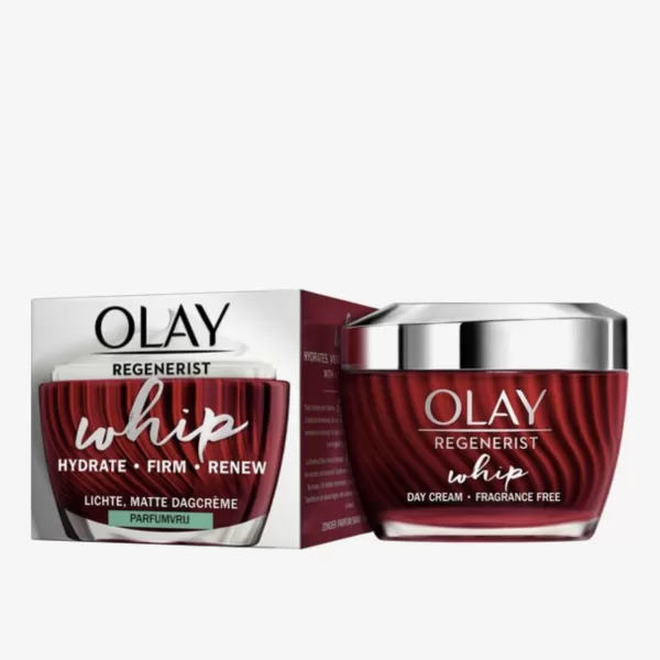 Olay Regenerist Whip Dagcrème Parfumvrij 50 ml - Lichte, hydraterende gezichtscrème met Vitamine B3 & Peptiden voor matte, vernieuwde huid