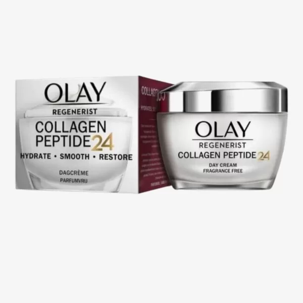 Olay Regenerist Collagen Peptide24 Dagcrème 50ml - Parfumvrij, Hydrateert 24 uur, Versterkt en Verheldert de Huid in 14 Dagen