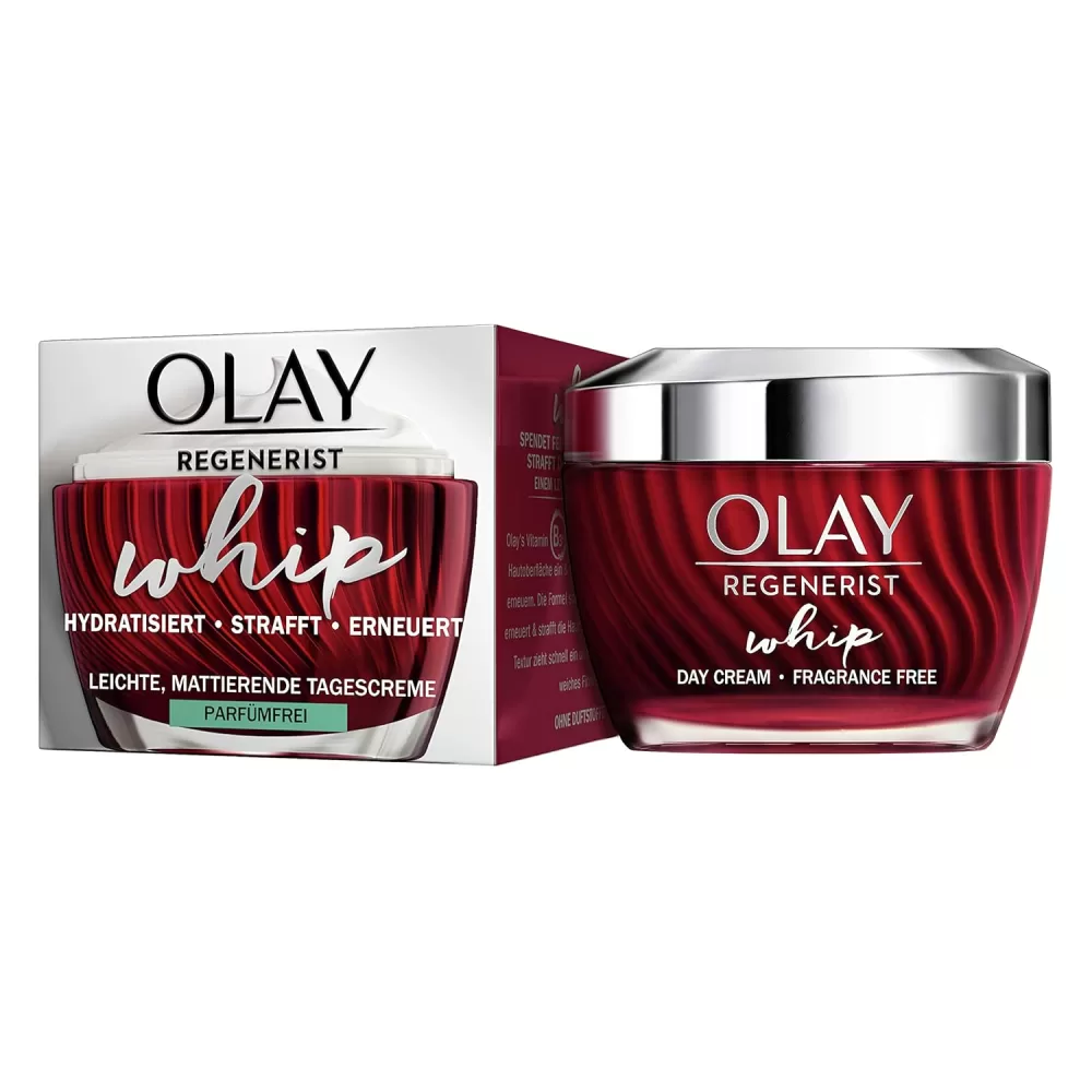 Olay Regenerist Whip Dagcrème - Lichte Matte Gezichtscrème met Vitamine B3 & Peptiden voor 24U Hydratatie & Huidvernieuwing