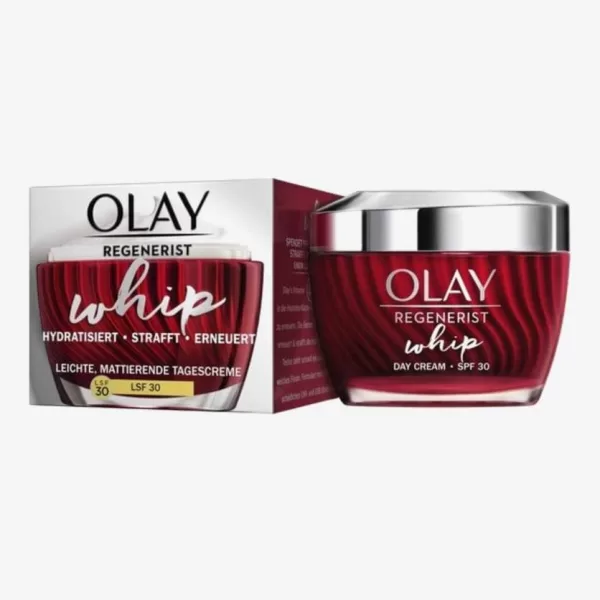 Olay Regenerist Whip Gezichtscrème SPF30 - Hydraterende Dagcrème 50ml voor Vette en Gecombineerde Huid, Matte Afwerking, Vitamine B3 & Peptiden