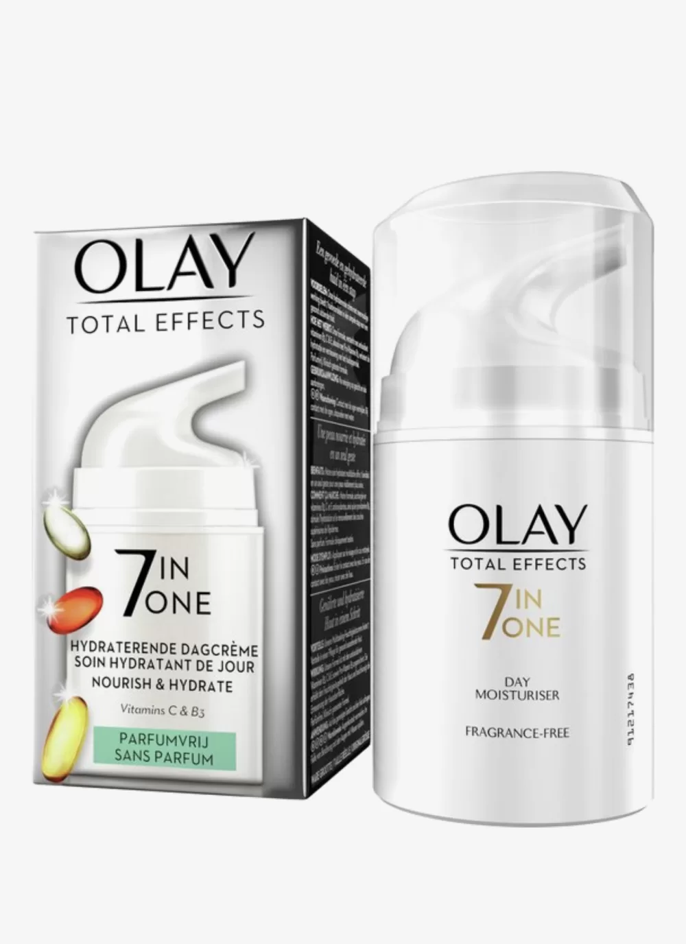 Olay Total Effects 7-in-1 Hydraterende Dagcrème 50 ml - Parfumvrij, Vitaminen B3, C, E - Geschikt voor alle huidtypen, 7 huidvoordelen