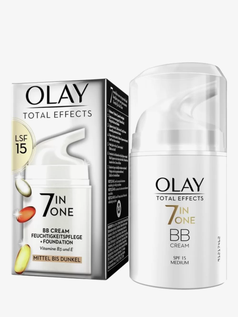 Olay Total Effects 7in1 BB Crème Medium bis Dunkel SPF15 - 50ml, für alle Hauttypen, 7 Vorteile, nicht fettend, antioxidanten, deckend.