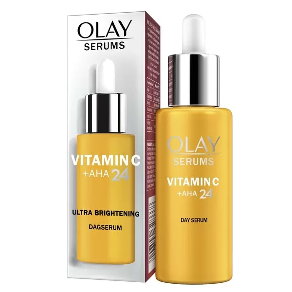 OLAY Vitamin C + AHA24 Serum - Stralende huid, 24u hydratatie, Egaliserende teint, Dermatologisch getest, Lichtgewicht met citrusgeur