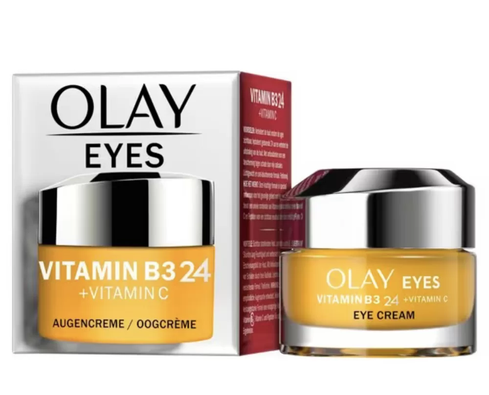 OLAY Vitamine B3 24 + C Oogcrème - Hydraterende, Lichte Gel voor Gevoelige Huid Rond de Ogen, Parfumvrij, 24 uur Hydratatie