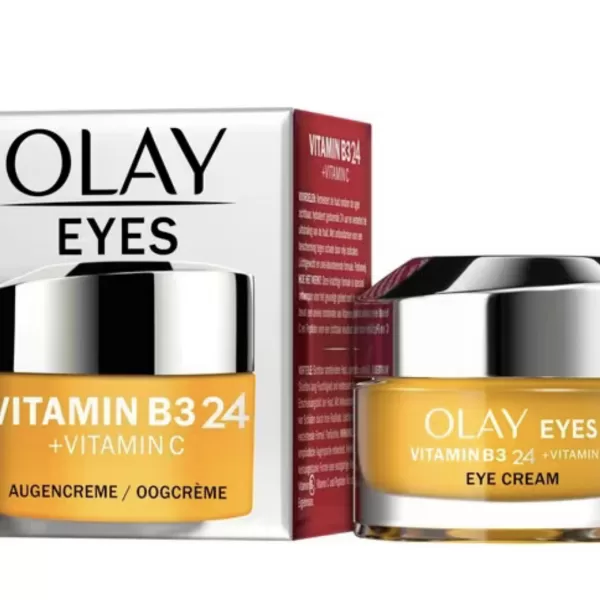 OLAY Vitamine B3 24 + C Oogcrème - Hydraterende, Lichte Gel voor Gevoelige Huid Rond de Ogen, Parfumvrij, 24 uur Hydratatie