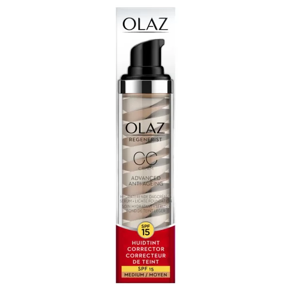 Olaz Regenerist CC Crème Medium Huidtint SPF15 - 50ml Dagcrème, Anti-veroudering, Hydratatie, Egaliseert Teint, UVA/UVB Bescherming