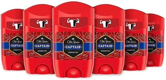 Old Spice Deodorant Stick Captain - 6x50ml, Langdurige geur, Bescherming tegen vlekken, Exclusieve technologie, Onvergetelijke geur