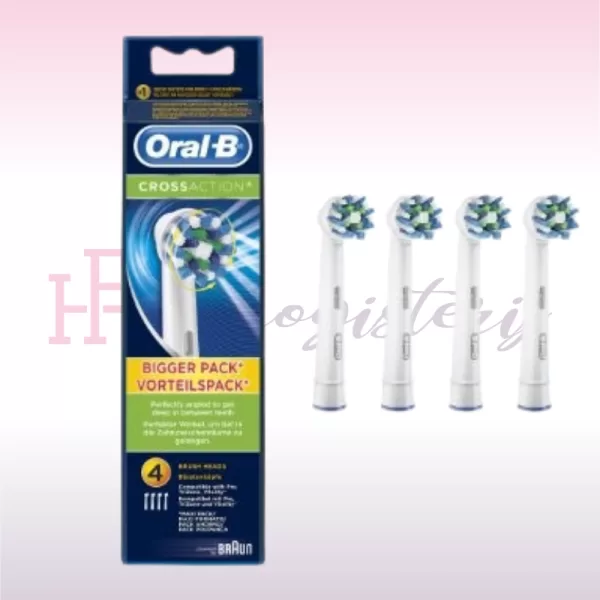 ORAL-B Cross Action Opzetborstels (4 stuks) voor Roterende Elektrische Tandenborstels - Effectieve Reiniging met 16° Hoek Technologie