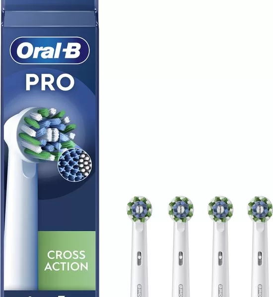 Oral-B Cross Action Pro Opzetborstels - 4 Stuks met CleanMaximiser Technologie - Verwijdert 100% Meer Tandplak - Geschikt voor Oplaadbare Tandenborstels