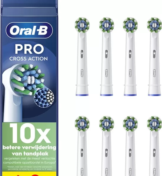 Oral-B Cross Action Pro Opzetborstels - 8 Stuks met CleanMaximiser Technologie - Verwijdert 100% Meer Tandplak voor Gezond Tandvlees