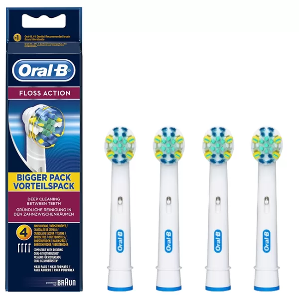 Oral-B FlossAction Aufsteckbürsten 4er Set – Tiefenreinigung, Micropulse Borsten, kompatibel mit allen Oral-B Rotationssystemen