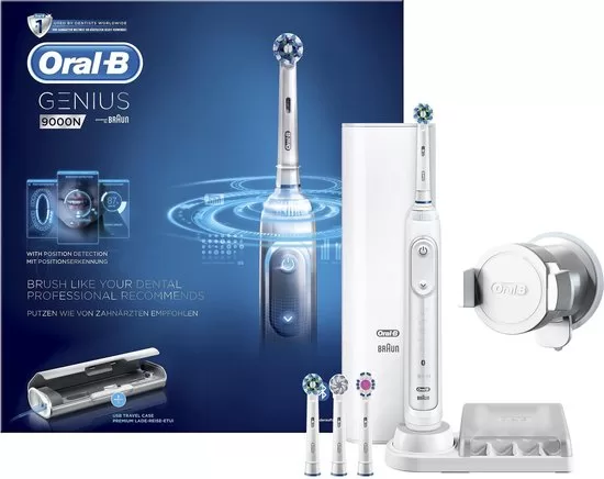 Oral-B Genius 9000N Elektrische Tandenborstel - Wit, Slim Poetsysteem, Tandarts Aanbevolen, Beste van Oral-B