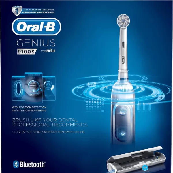 Oral-B Genius 9100S Sensi Ultrathin Elektrische Tandenborstel - Wit, 6 Poetsstanden, Positiedetectie, Inclusief 4 Opzetborstels & Reisetui